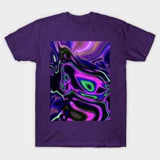 1980s modern girly abstract laser rays neon green purple swirls T-Shirt